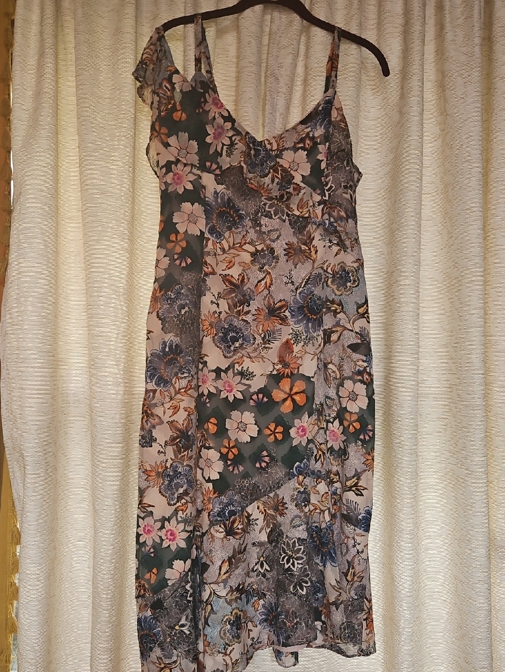 RACHEL Rachel Roy Floral Midi Slip Dress in Green, Pink, Blue